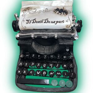 Halloween Typewriter Table Top Decor Spooky Typewriter TELL DEATH DO WE PART EUC